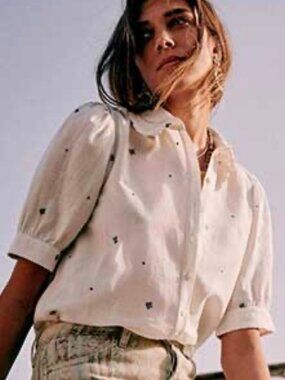 Sezane Magda Blouse in Embroidered Flowers